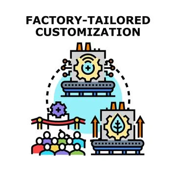 Factory tailored customization production smart manufacturing process Stock Illustration