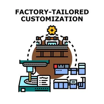 Factory tailoring customization process creating personalized products Stock Illustration