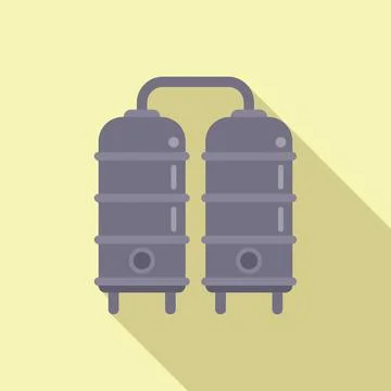 Factory tanks icon flat vector. Milk cheese Stock Illustration