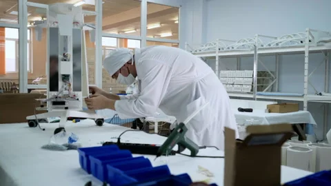 Factory Technical Worker Medical Equipment Manual Mechanic Manufacturing Process Stock Footage 201621133