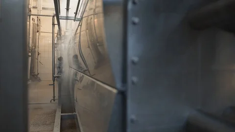 At the factory there is steam from the steam boiler Stock Footage