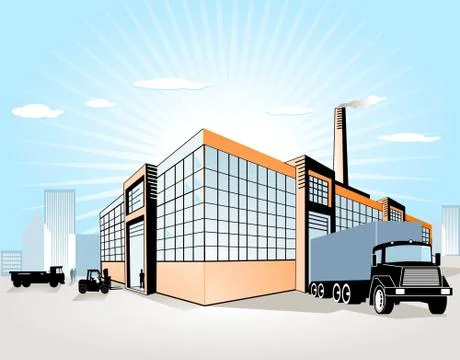 Factory + Transport Stock Illustration