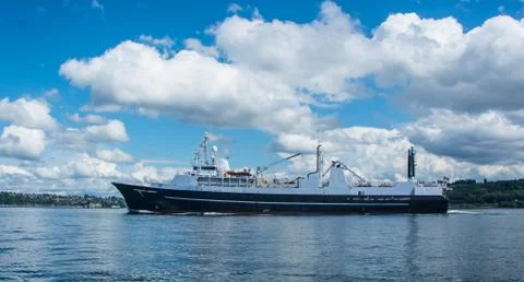 Factory Trawler Unerway Stock Photos