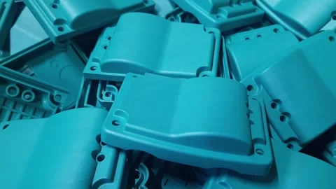 Factory-turquoise-plastic-still-01 Stock Footage 342014296