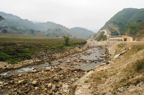 Factory use power from waterfall in Tavan Village Sapa. Stock Photos