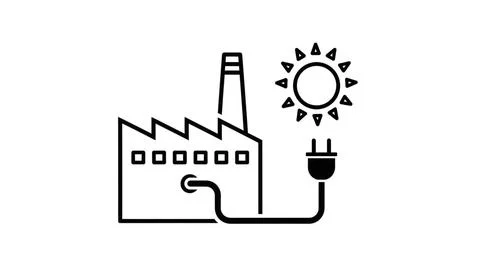 Factory utilizing solar energy Stock Illustration