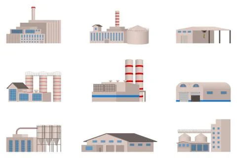 Factory vector icon set. Stock Illustration