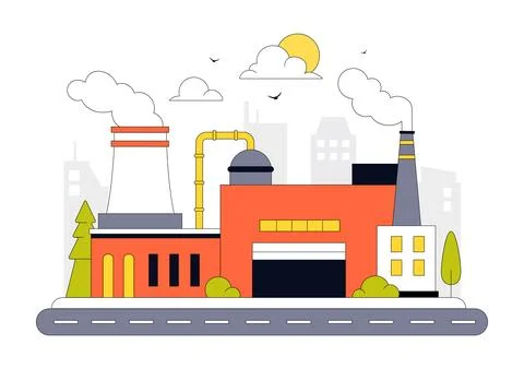 Factory Vector Illustration Featuring Industrial Manufacturing Plant, Produ.. Stock Illustration