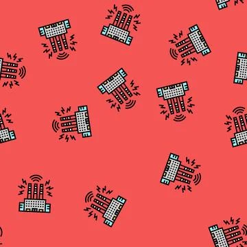 Factory visible sound waves coming out of exhausts vector seamless pattern Illustrazione stock