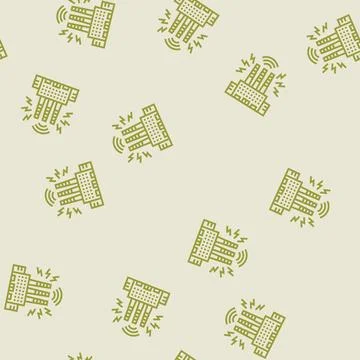 Factory visible sound waves coming out of exhausts line seamless pattern Stock Illustration