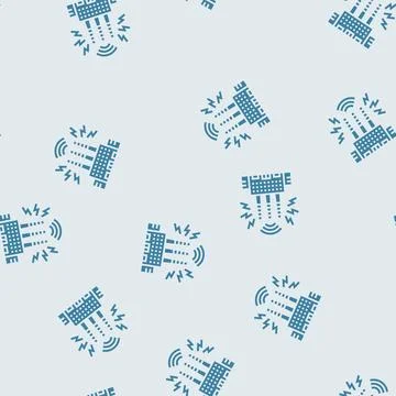 Factory visible sound waves coming out of exhausts glyph seamless pattern Stock Illustration