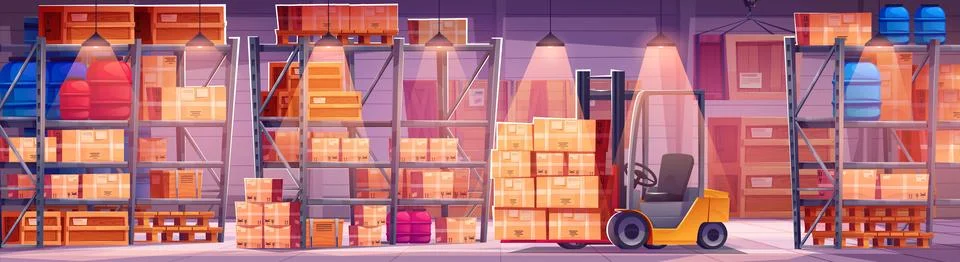 Factory warehouse interior, cargo storage vector イラスト素材