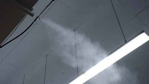 Factory Warehouse Moisture Air Humidity Control Equipment Spray Stock Footage 94985117