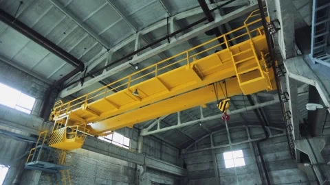 Factory warehouse overhead crane. Stock Footage 98148826