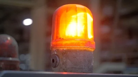 Factory warning lamp close-up Stock Footage 97537092
