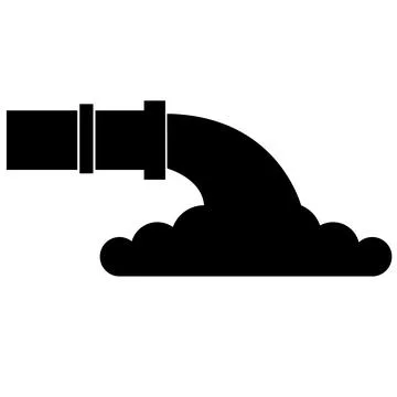 Factory waste icon on white background. clean water flow out to river sign. 스톡 일러스트