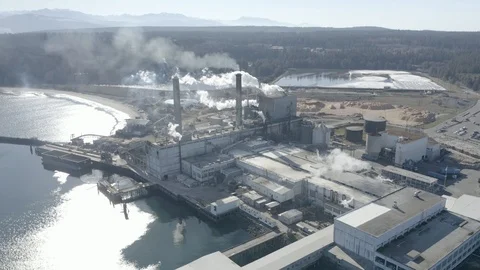 Factory on the water (DLog Ungraded) Video stock 106587018