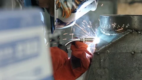 Factory welder. The Production area Stock Footage 120053256