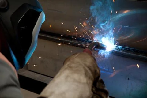 Factory welder at work Stock Photos