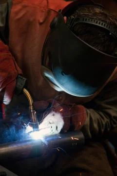 Factory welder at work Stock Photos