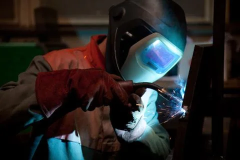 Factory welder at work Stock Photos