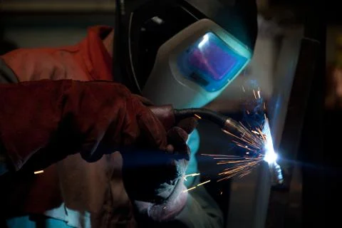 Factory welder at work Stock Photos