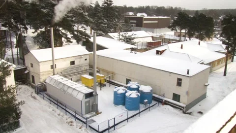 Factory in Winter Stock Footage 341268353