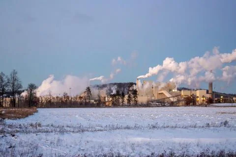 A factory in the wintertime Stock Photos