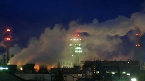 Factory work at night Stock Footage 72875052