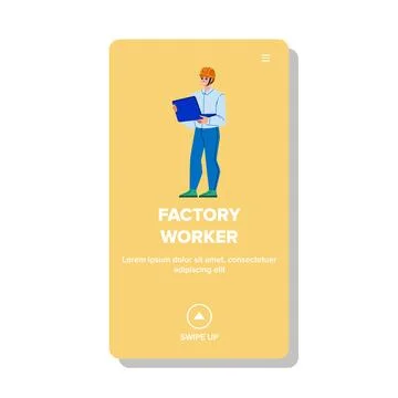 Factory Worker Check Manufacturing Process Vector Stock Illustration