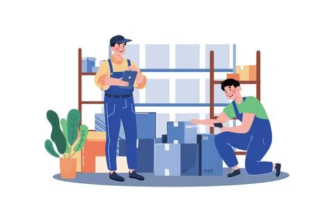 Factory Worker Checking Stock Illustration concept on white background Stock Illustration