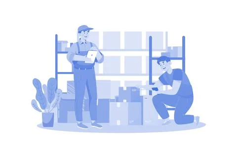 Factory Worker Checking Stock Illustration concept on white background Stock Illustration