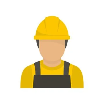 Factory worker icon, flat style Stock Illustration