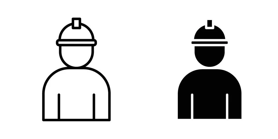 Factory Worker Icon vector concepts, line and silhouette style Stock Illustration