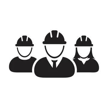Factory worker icon vector group of construction builder people persons profile Illustrazione stock