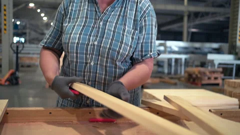 Factory Worker Inspects Mdf Wood Parts 動画素材 140785489