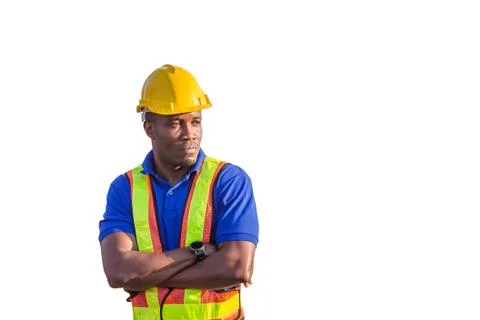 Factory worker man smiling with arms crossed on white background Фото