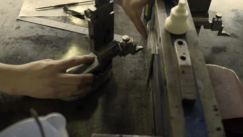 Factory worker measuring item Stock Footage 152735805