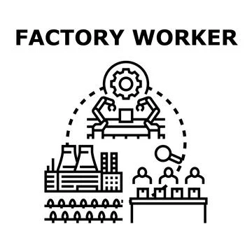 Factory worker performing industrial manufacturing quality control Stock Illustration