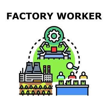 Factory worker performing industrial manufacturing quality control Stock Illustration