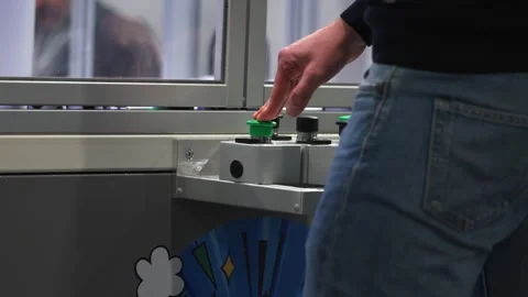 Factory Worker Pressing Green Control Button Stock Footage 292866890