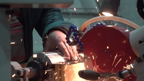 Factory Worker Processes A Metal Part 動画素材 144132881