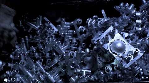 Factory Worker Stack Lot Of Newly Made Metal Parts Stock Footage 99866579