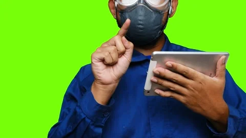 Factory Worker Using Ipad Stock Footage 159608798