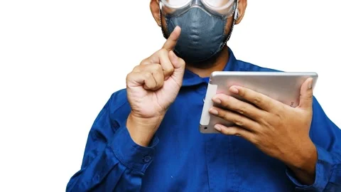 Factory Worker Using Ipad Stock Footage 159785671