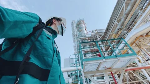 A factory worker walks through the production area Stock Footage 154508143
