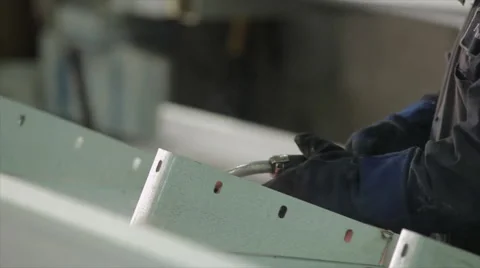 Factory worker welding Stock Footage 49385650