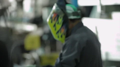 Factory worker welding Stock Footage 49385762