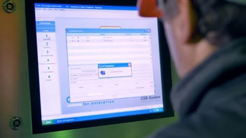 Factory worker working with computer. Close-up. 4K. 動画素材 80831887