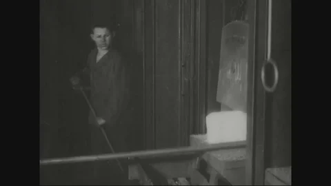 Factory workers are pre heating square raw block - 1918 Stock Footage 83657457